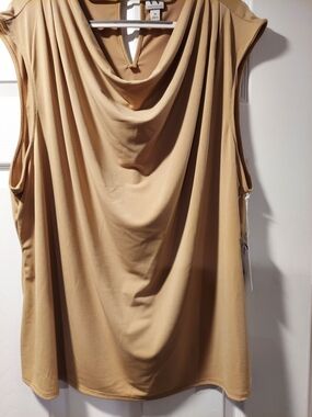 NEW !Worthington Sleeveless Cowl Neck Top - Camel